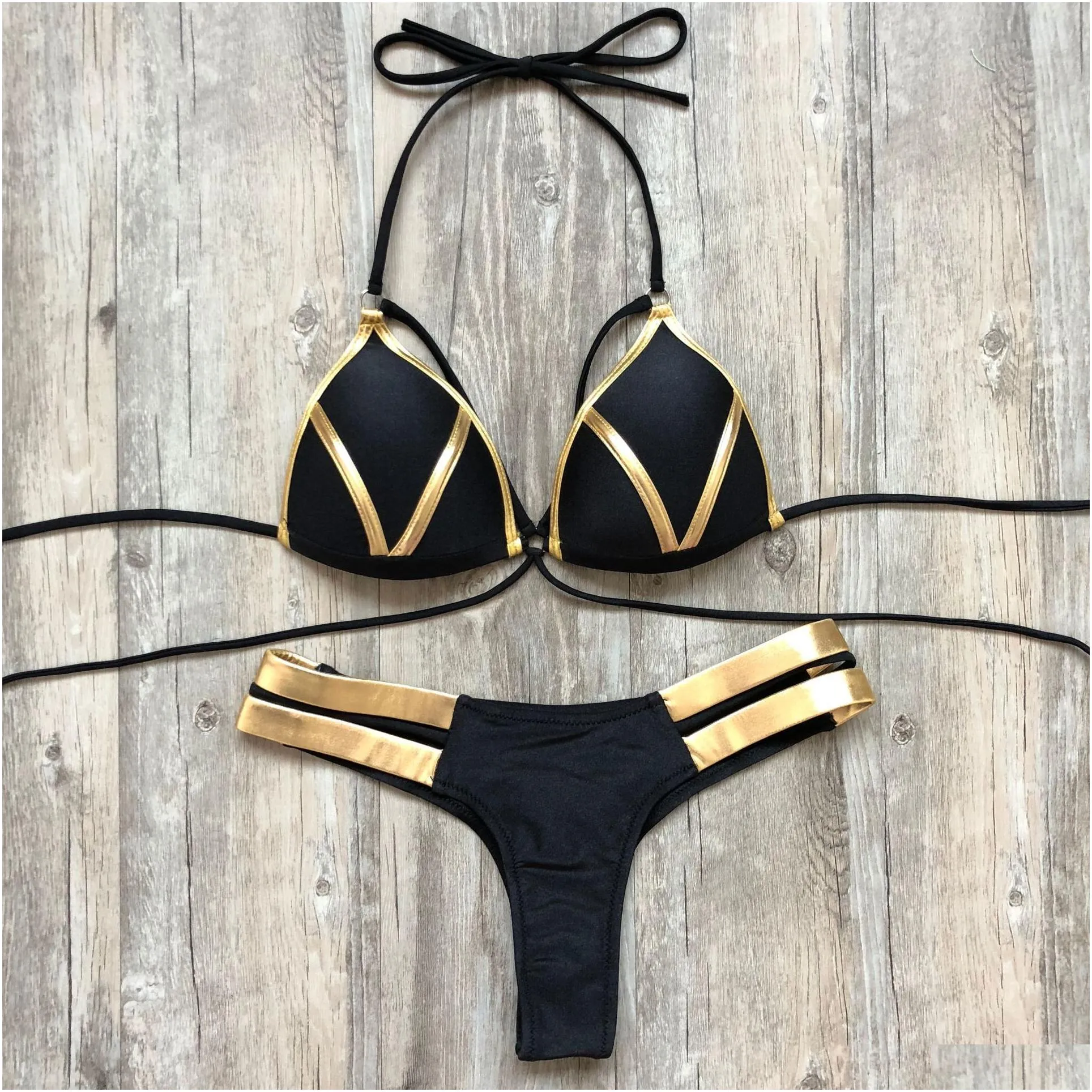 Swimsuit For Woman Bronze Splicing Snakeskin Bikini Ladies Sexy swimsuits Trade Mix 9 colors Features Bathing Suit