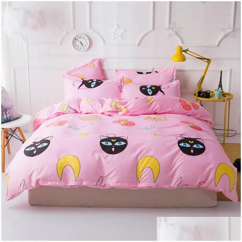 yellow banana bed linen bedding set boy girl home flat bed sheet pillowcase duvet cover 3/4pcs queen king full single size y200417