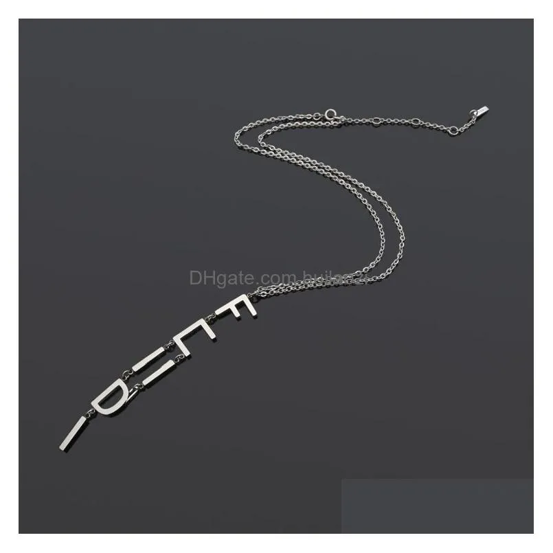 51cm length pendant 10cm long chain f necklace high polished easy chic letter logo engrave choker stainless steel gold silver rose girls women extender chain