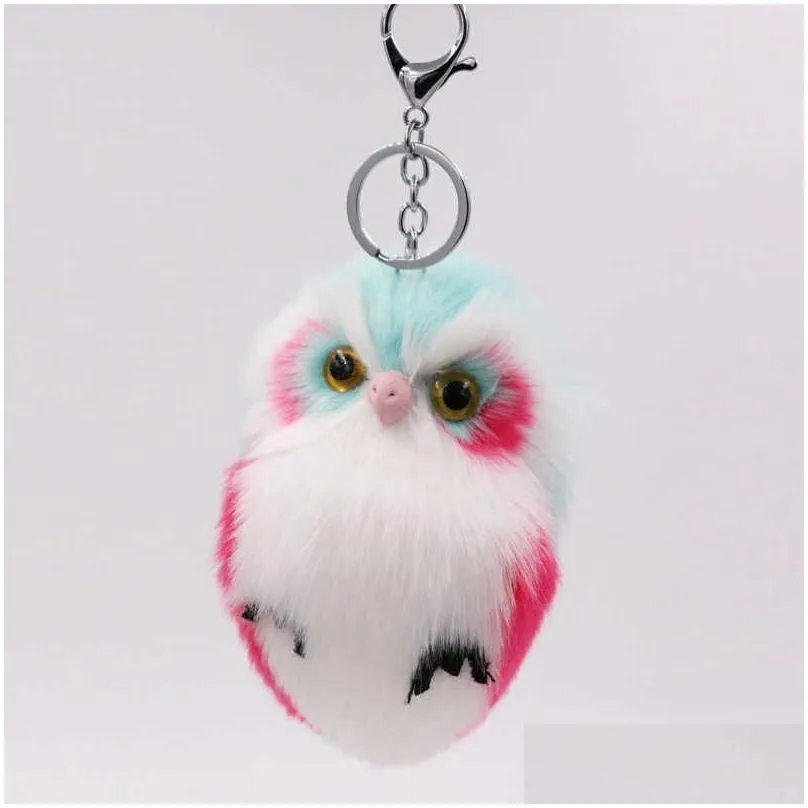 Jewelry Hairball Pendant Key Rings New Imitation Rabbit Hair Owl Fur Bag Car Lovely Animal Drop Delivery Baby, Kids Maternity Accessor Dhhtv