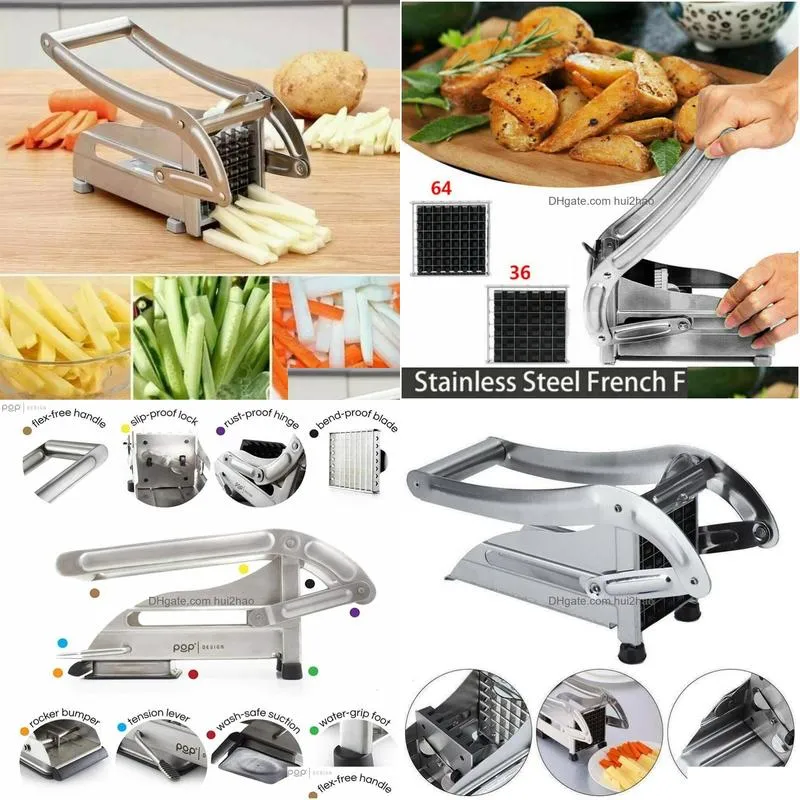 fruit vegetable tools stainless steel potato cutter french fries slicer machine manual convenient kitchen accessories 230728