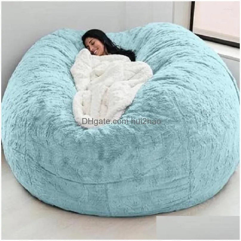 chair covers  sofa cover soft comfortable fluffy fur couch bean bag solid color anti-fading lazy bedroom slipcover