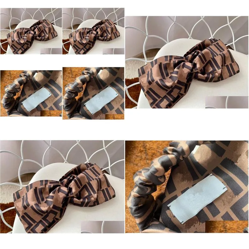 designer 100% silk cross headbands 2022 women girl elastic letter brown satin hair bands retro turban headwraps gifts headbands