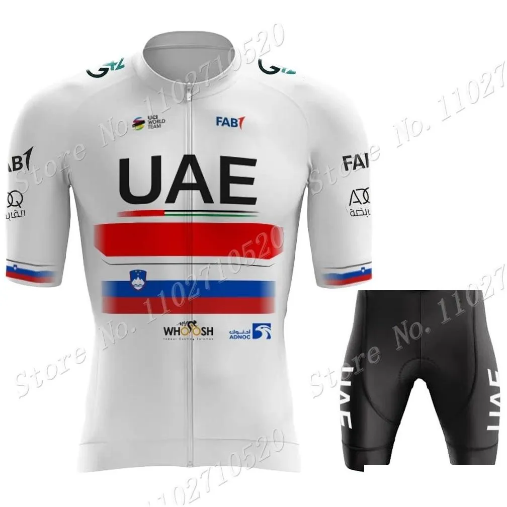 Cycling Jersey Sets TDF UAE Team Set Short Sleeve Tadej Pogacar Clothing Road Bike Shirts Suit Shorts MTB Maillot Culotte 230712