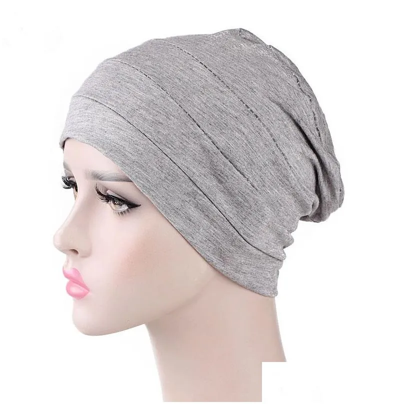 Hair Accessories New Womens Soft Comfy Chemo Cap And Sleep Turban Hat Liner For Cancer Hair Loss Cotton Headwear Head Wrap Accessories Dhz2N