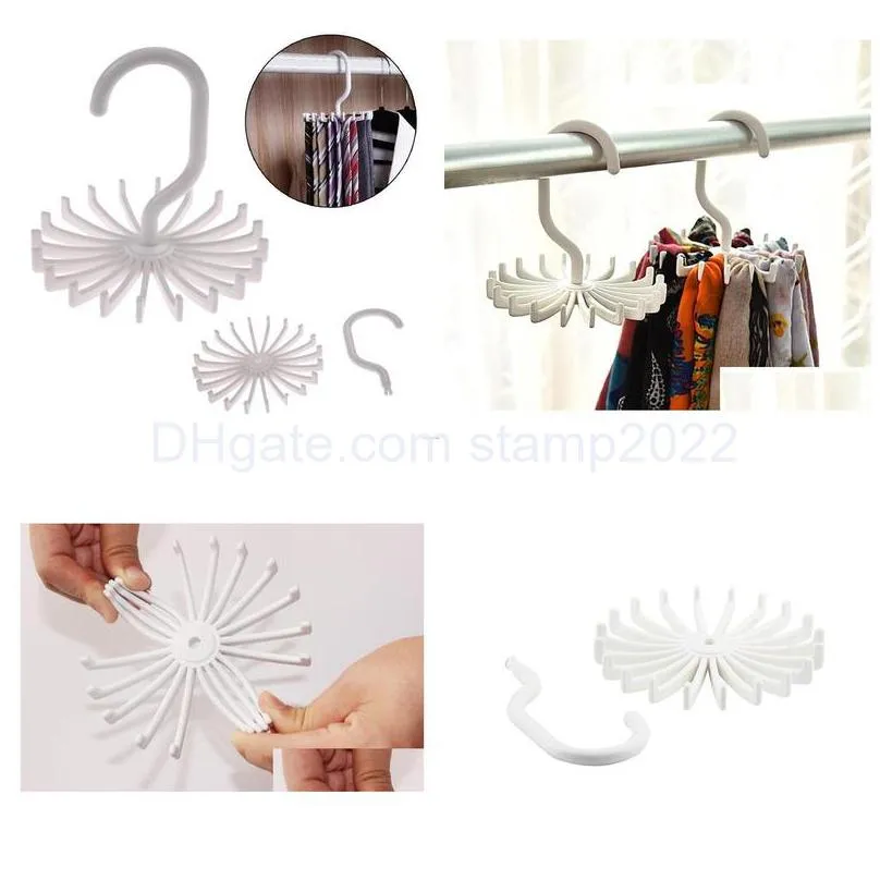 plastic rotating tie rack hanger holder 20 hooks clostet clothing rack hanging necktie belt shelves wardrobe organizer