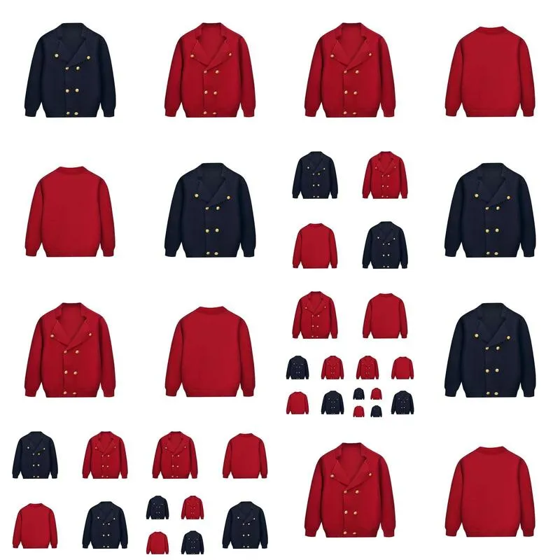 new stly Winter Children Kindergarten Primary Middle School Uniform V-Neck Double breasted Knitted Sweater