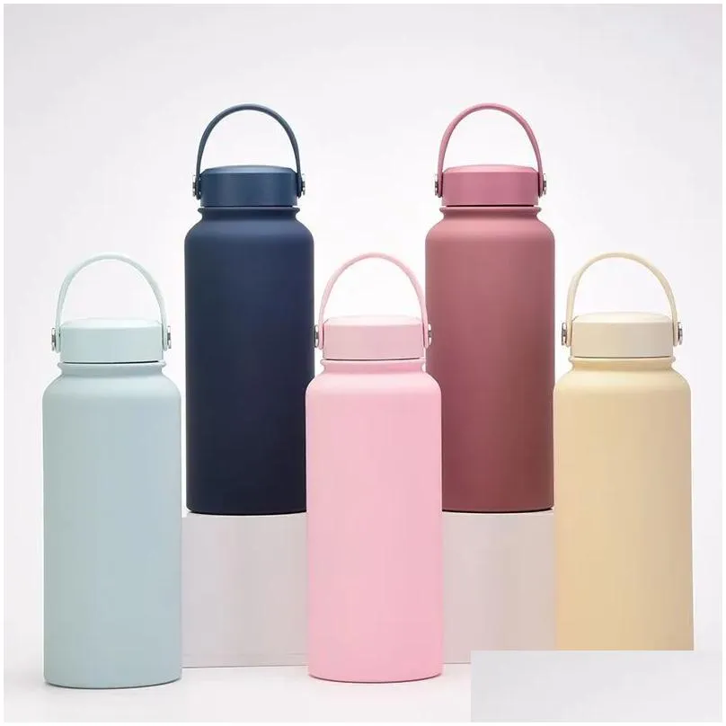 1l 304 stainless steel frosted sports water bottle portable outdoor sports cup insulation travel vacuum flask bottles by express