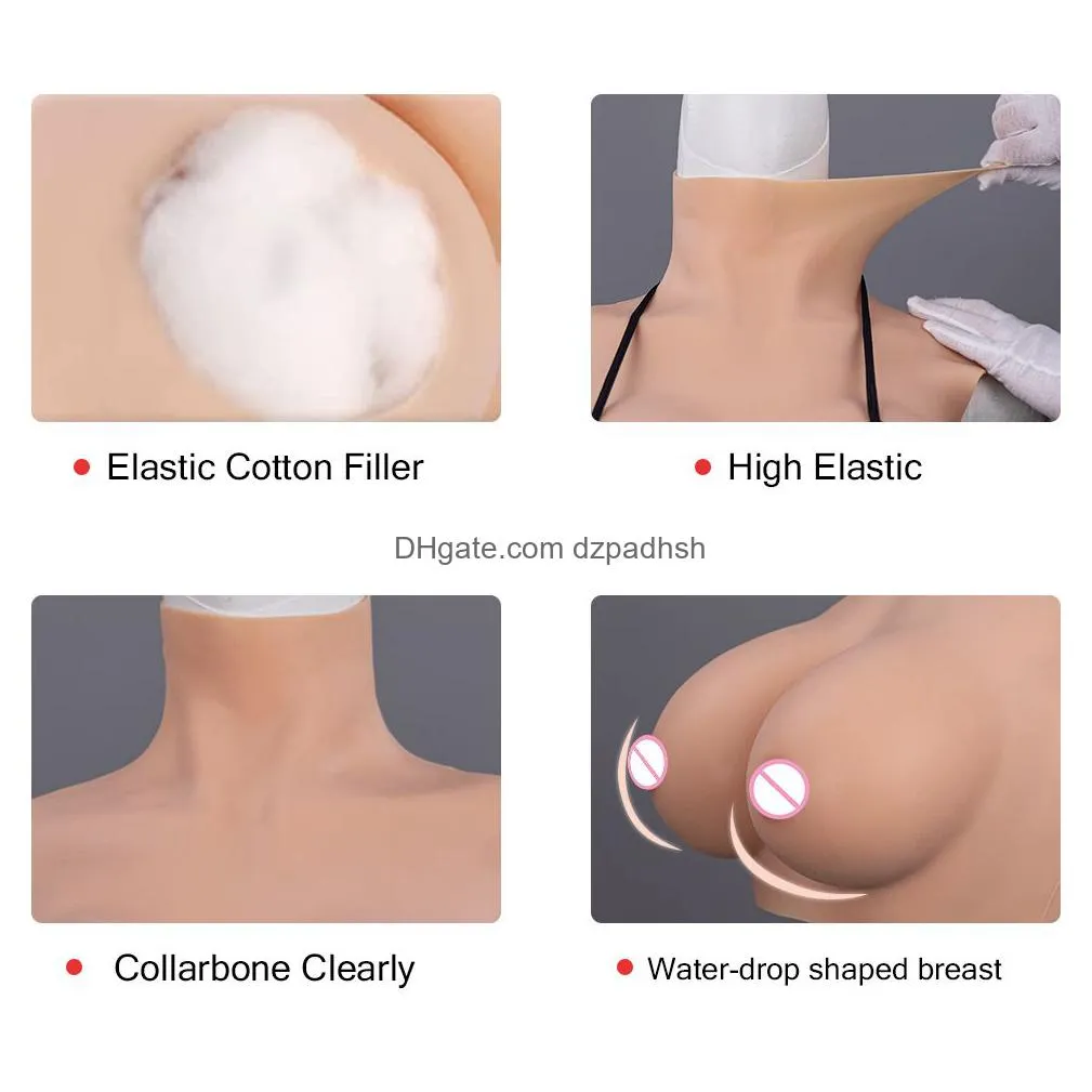 fake boobs fake breasts high collar breastplate b-g cup silicone breasts forms for crossdressers breast plates