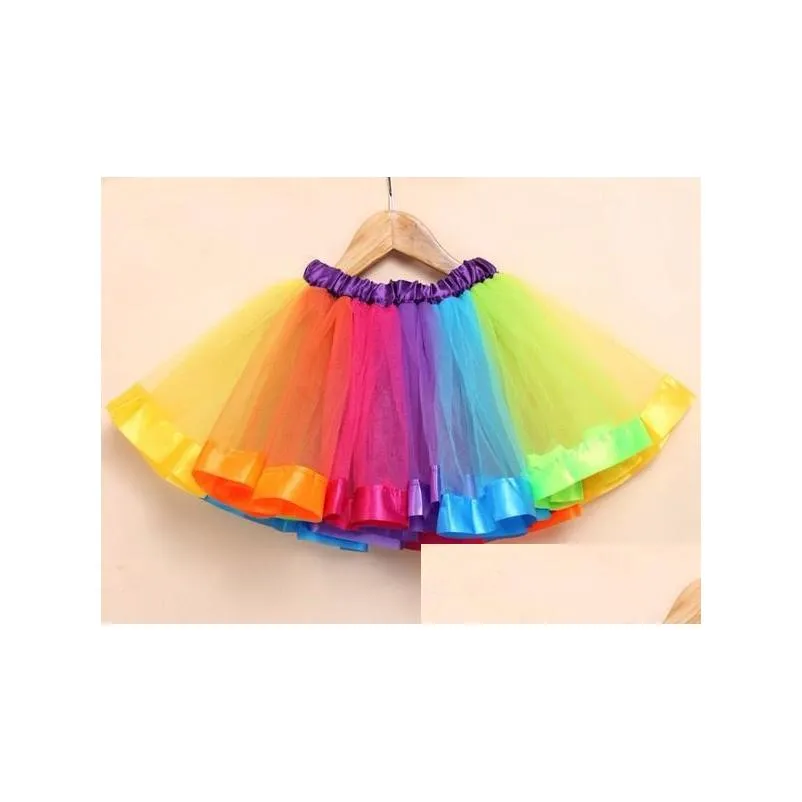 Skirts Colorf Tutu Skirt Kids Clothes Dance Wear Skirts Ballet Pettiskirts Rainbow Ruffled Birthday Drop Delivery Baby, Kids Maternity Dhtro