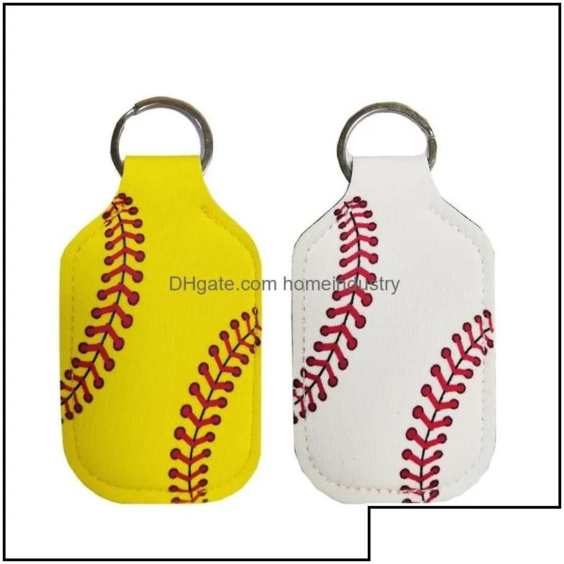 party favor neoprene er baseball softball keychains chapstick party holders for hand sanitizer bottle gel holder sleeve key chain ri