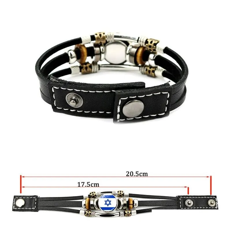israeli palestinian leather bracelet for women punk style multi-layer braided beaded bracelet jewelry