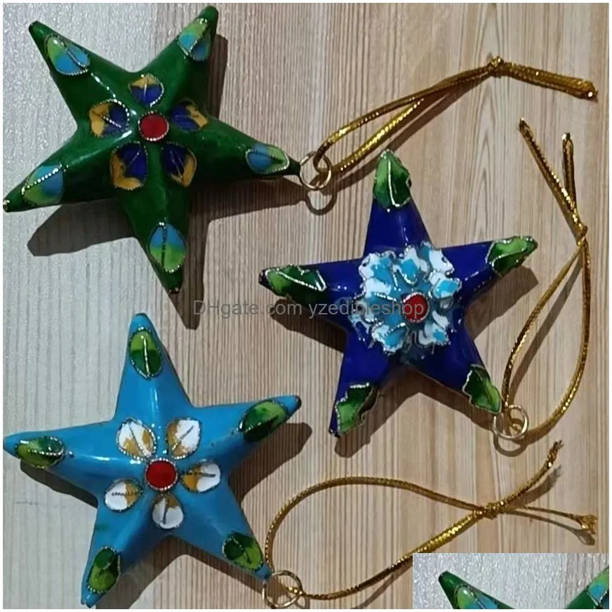 handcrafts cloisonne enamel colorful star pendant ornaments small decorative item keychain charms home decor christmas tree hanging decoration