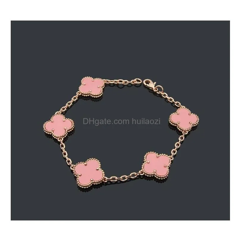 logo engrave 5pc flower bangles bracelets factory 18k gold rose silver bracelet 316l stainless steel inlaid ceramic black white red green pink love jewelry