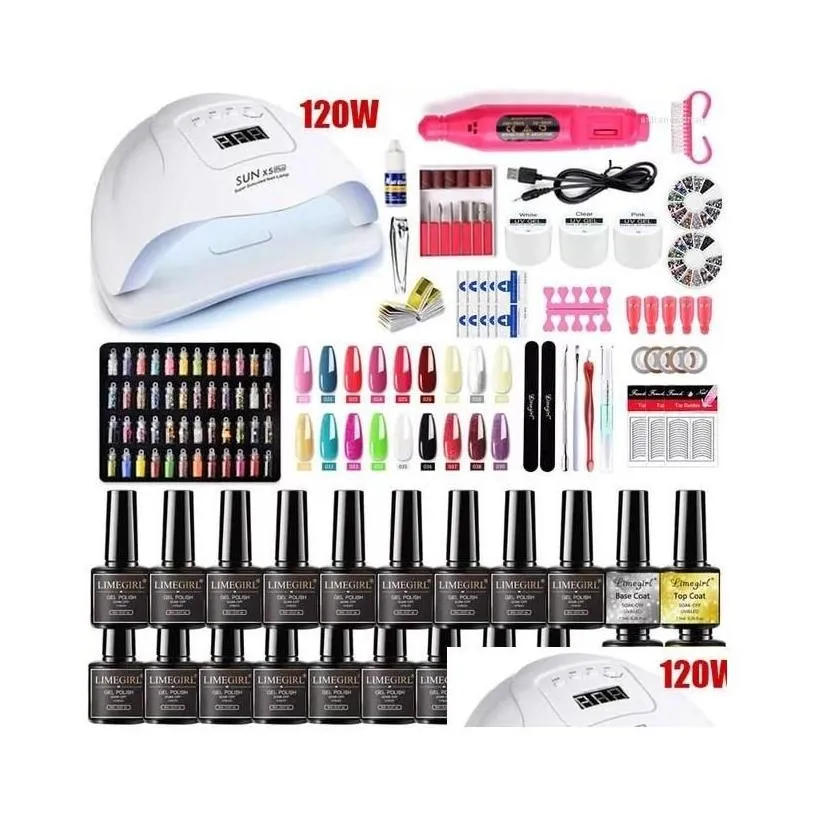 Nail Art Kits 2023 Manicure Set For Extensions Gel Polish Quick Building Polygels With Uv Led Lamp Too Drop Delivery Health Beauty