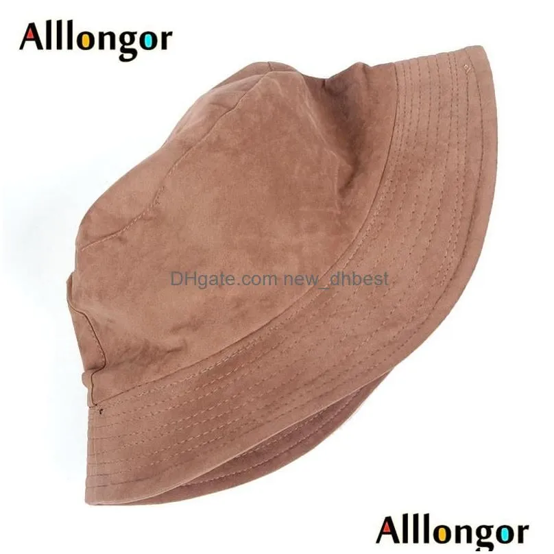 Cloches Cloches Autumn 2021 Winter Suede Vintage Bucket Hat Women Hip Hop Korean Bob Chapeau Panama Fisherman Cap Drop Delivery Fashio Dh0Sj