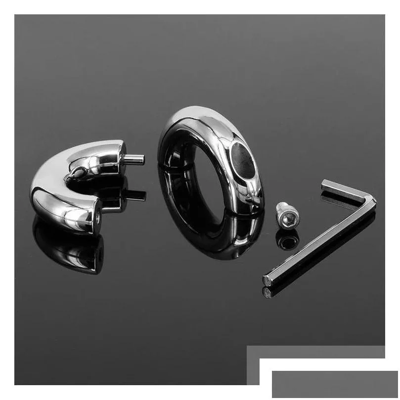 Other Health Beauty Items Male Round Extreme Heavy Metal Cockrings Stainless Steel Penis Ring Ball Stretcher Scrotum Bondage Devic