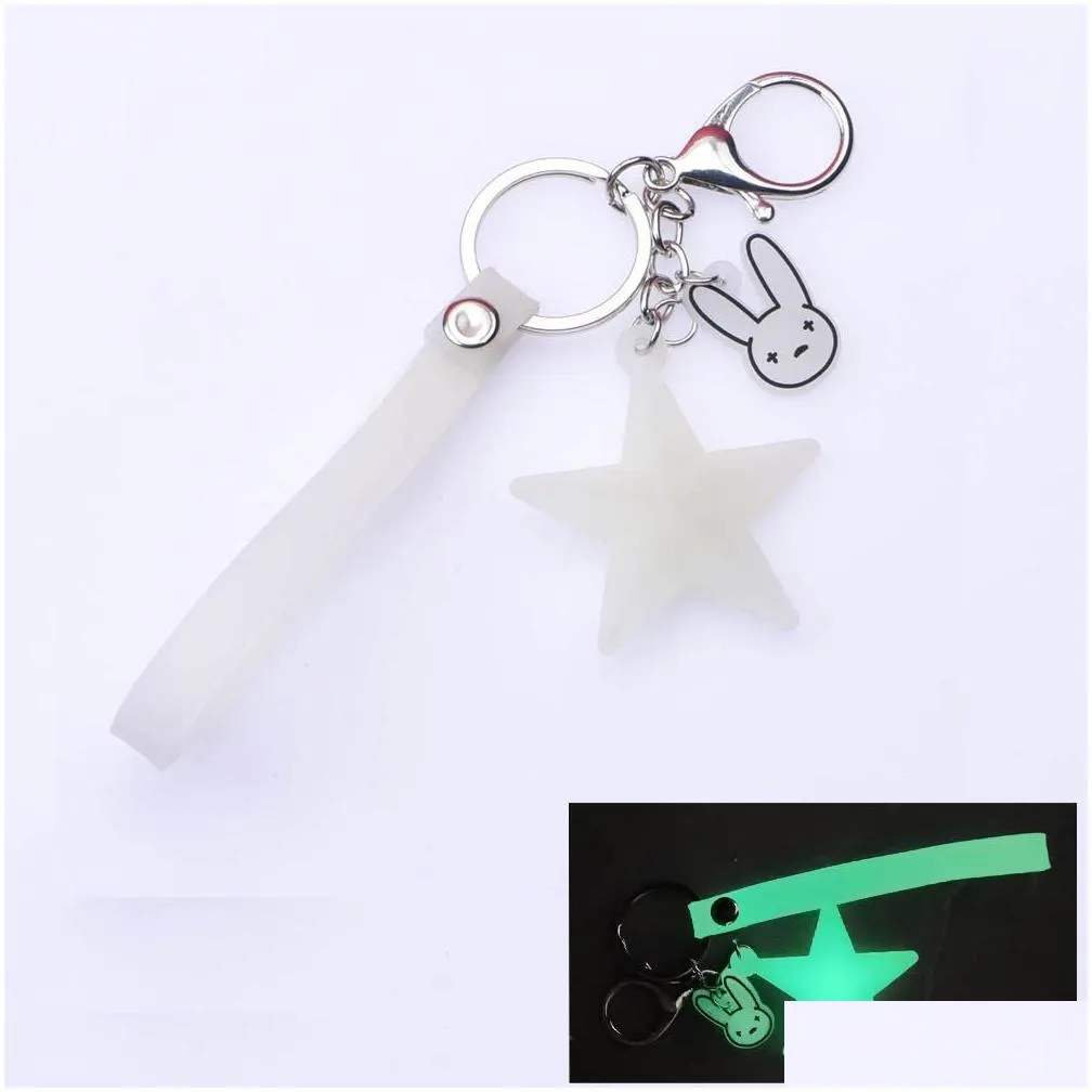 new arrival soft pvc keyring accessories croc charms keychain wholesale 3d bad bunny glowing in night keychain