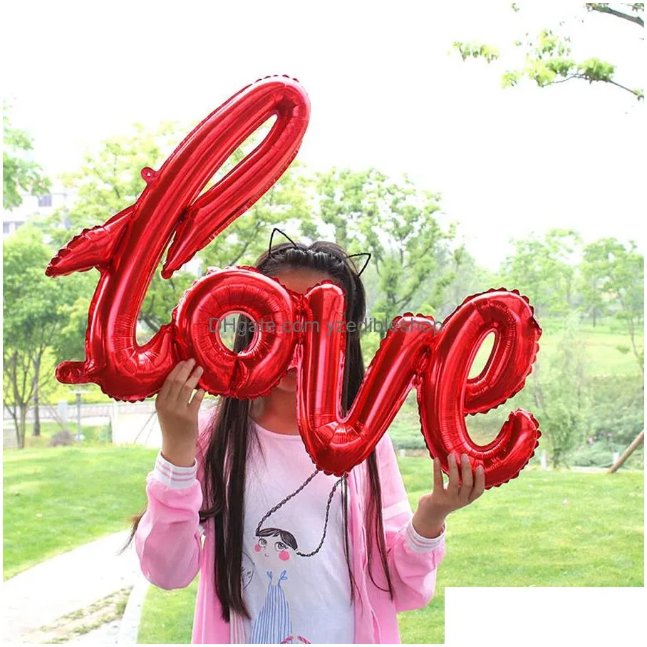 love shaped foil balloon valentines day party decoration love balloons wedding supplies birthday decor red gold foil balloons dh0932