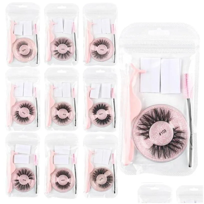 False Eyelashes Lash Extensions Whole Sale Beauty Supply 3D Lashes Packaging Eyelash Combination Color Wiht Curler Brush Natural Thi