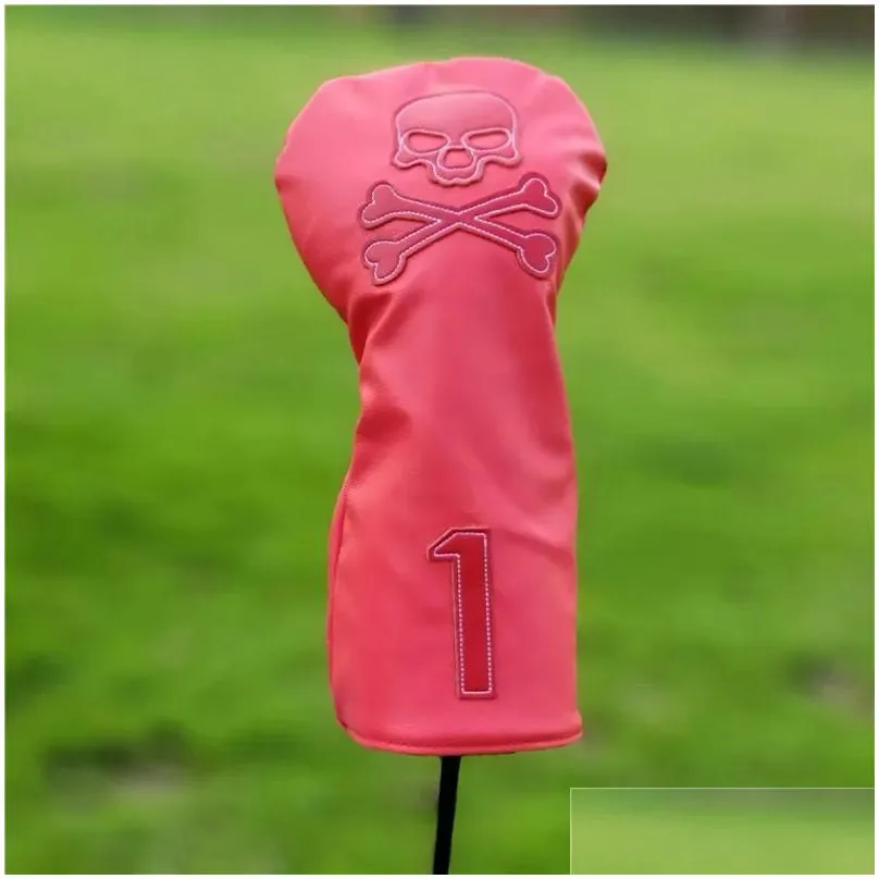 SKULL Golf Woods Headcovers Covers For Driver Fairway Putter 135H Clubs Set Heads PU Leather Unisex 220718