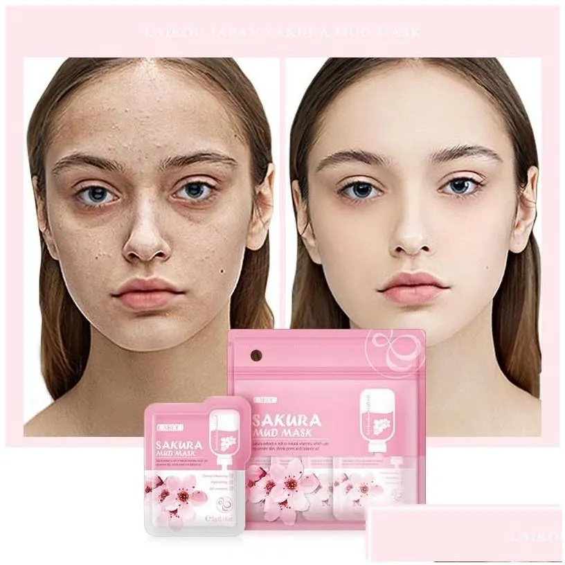 Other Skin Care Tools Laikou Japan Sakura Mud Face Mask Night Facial Packs Clean Dark Circle Moisturize Faces Drop Delivery Health B