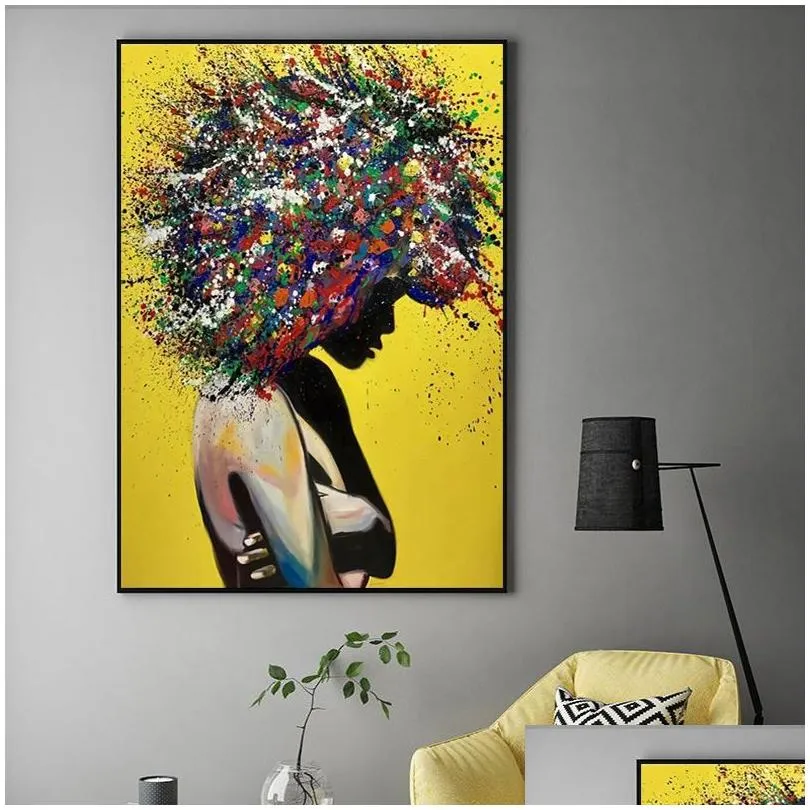 Paintings Iti Art Canvas Painting Colorf Girl Poster Print Wall Pictures For Living Room Vintage Decoration Drop Delivery Home Garde Dhloz