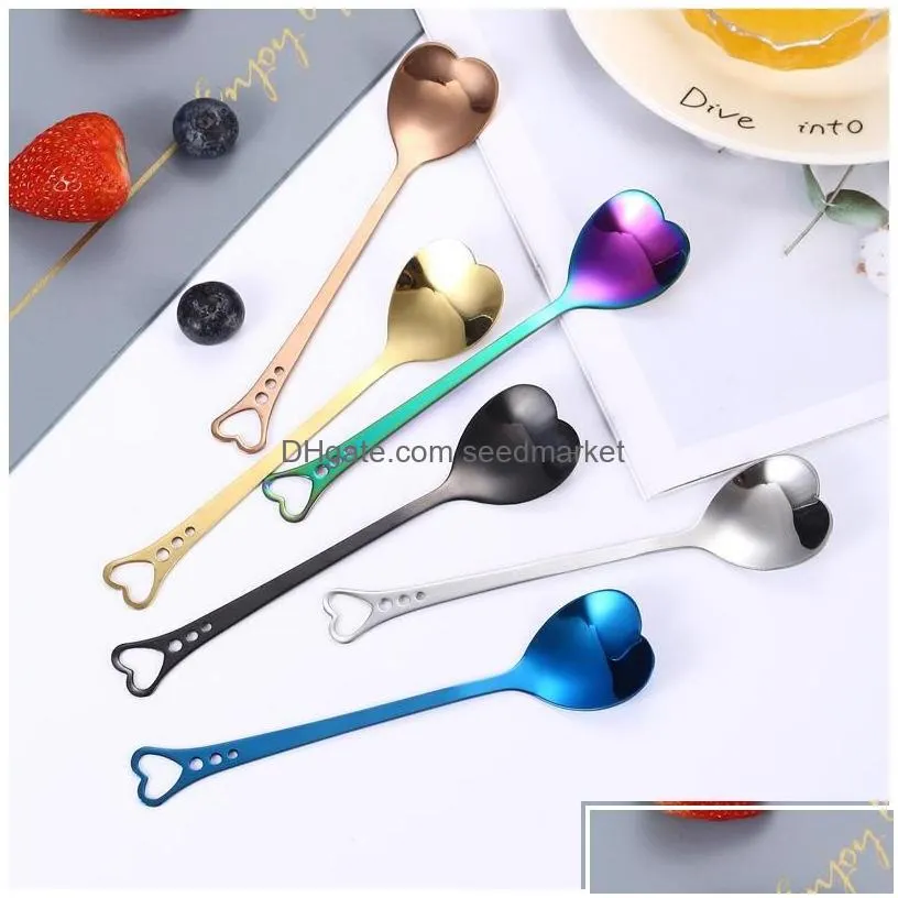 party favor love heart shaped spoon colorf ice cream coffee tea stir spoons for wedding supplies kitchen accessories drop delivery h