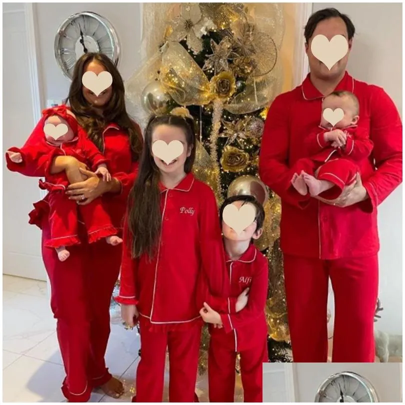 Pajamas Family Matching Sibling Kids Clothes Velvet Red Baby Girls Boys Christmas Pyjamas 2 Pieces Pjs Children Pajamas Set 230310
