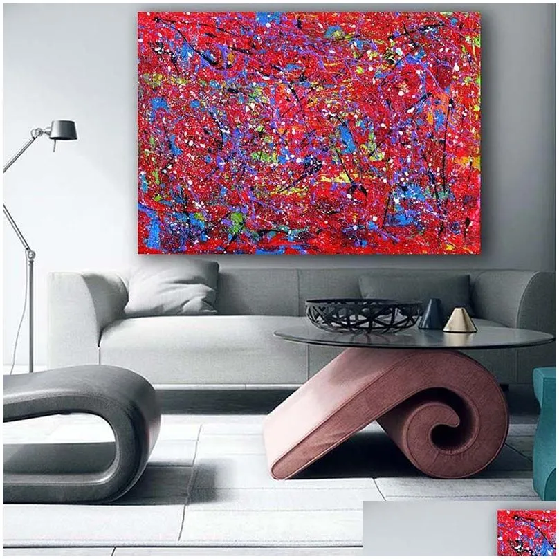 Paintings Abstract Iti Wall Decor Modern Canvas Printed Red Blue Line Oil Painting Art Pictures For Living Room Posters Unframed Dro Dh1Rl