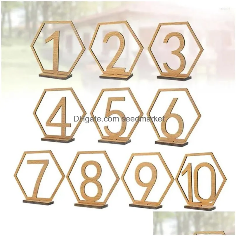 party decoration 10 pcs woodsy decor table number holders weddings dining wedding supplies wooden hexagon numbers bride