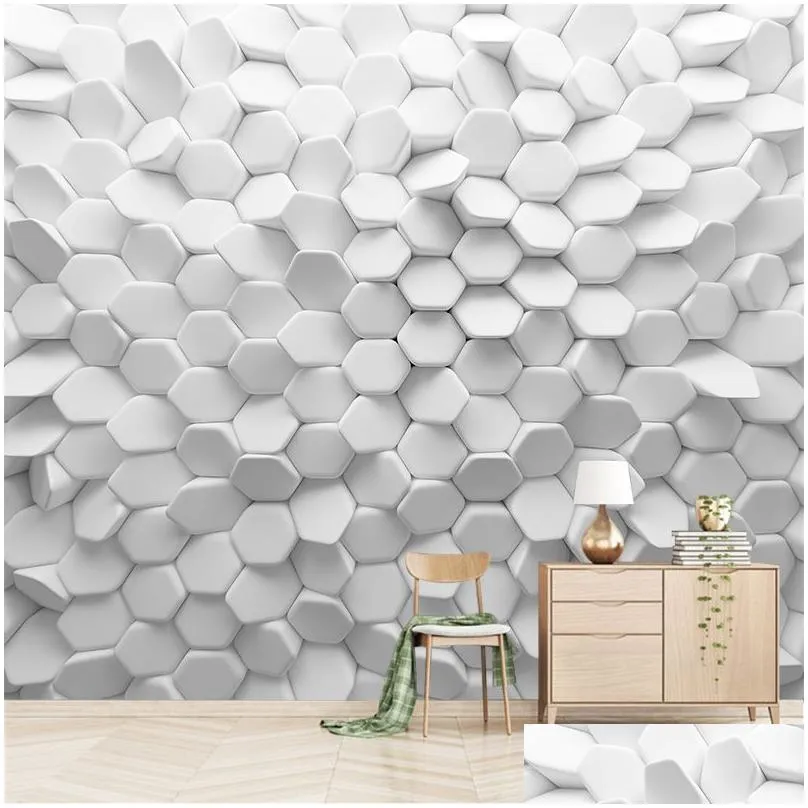 Wallpapers 3D Vision Irregar Pentagon Ordering Custom Modern Wallpaper The Abstract Geometric Figure Wall Mural For Living Drop Deli Dhk1V