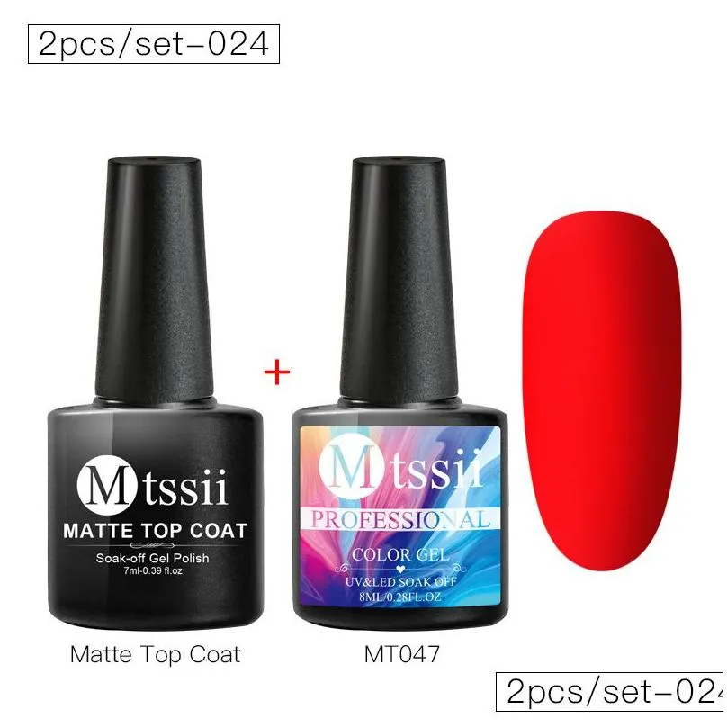 Nail Gel Mtssii Pure Color Uv Led Matte Nail Gel Polish Primer Top Base Coat Nails Varnish Semi Permanent Art Manicure Drop Delivery H Dhedb