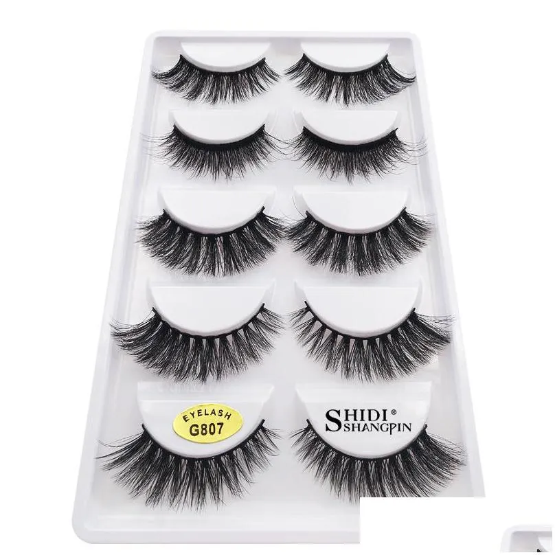 False Eyelashes 5 Pair Eyelashes 3D Mink Lashes Soft Thick Eyelash G800 Crisscross Winged Natural Long No Fall Off Makeup Wholesale La Dhmon