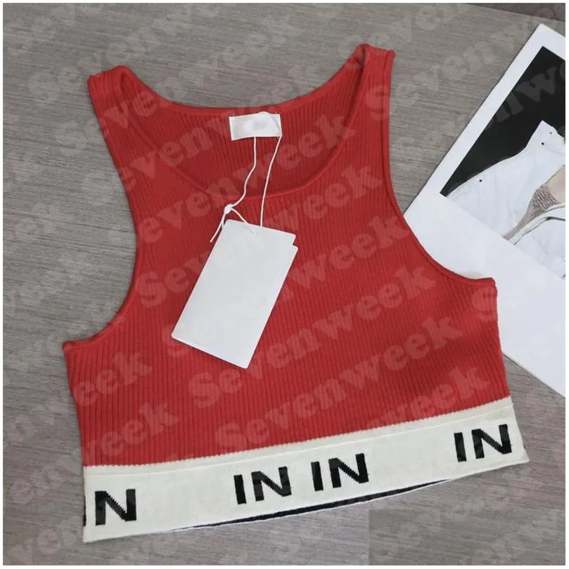 Womens Designers Knit Vest Sweaters T Shirts Designer Striped Letter Sleeveless Tops Knits Fashion Style Ladies Pullover