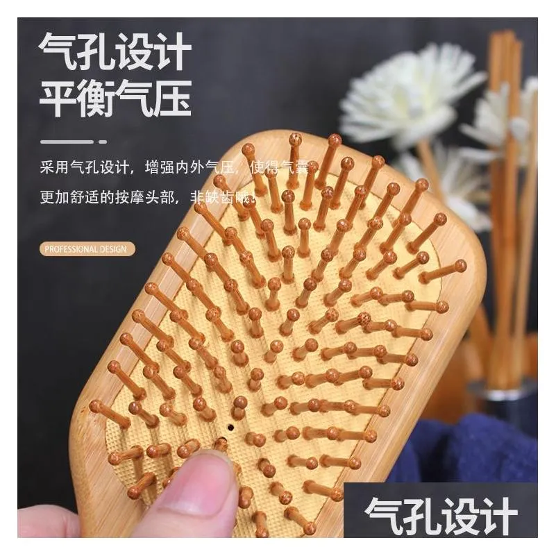 Brushes Care Styling Tools Productswood Airbag Mas Carbonized Solid Wood Bamboo Cushion Anti-Static Hair Brush Comb Jlldbh