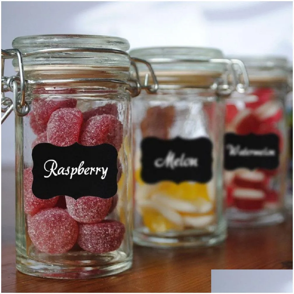 Wall Stickers 96Pcs Reusable Kitchen Jam Jar Label Blackboard Sticker Use On Candy Snack Nut Storage Box Container With Oily Pen Dro Dh54T