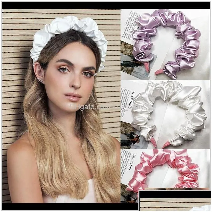 bt21 headband Imitation Silk Ruched Head Bezel Lady Simple Solid Color Hairband Wrinkled Hair Hoop Bandana Headbands For Women 10Pcs Uw1W6