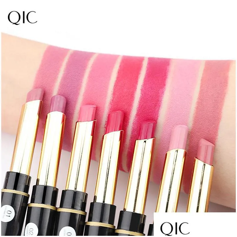 Lipstick Buxom Lip Gloss 2 In 1 Stick Lipliner Organizer Double Head Rotating Waterproof Professional 14 Colors Wholesale Makeup Beaut Dhgil