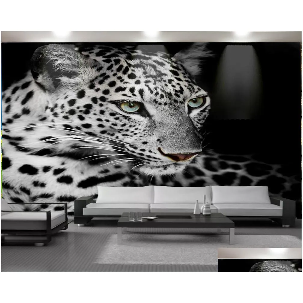 Wallpapers Custom 3D Animal Ferocious Spotted Tiger Living Room Bedroom Kitchen Home Decor Painting Mural Wallpaper Modern Wall Drop Dhikg