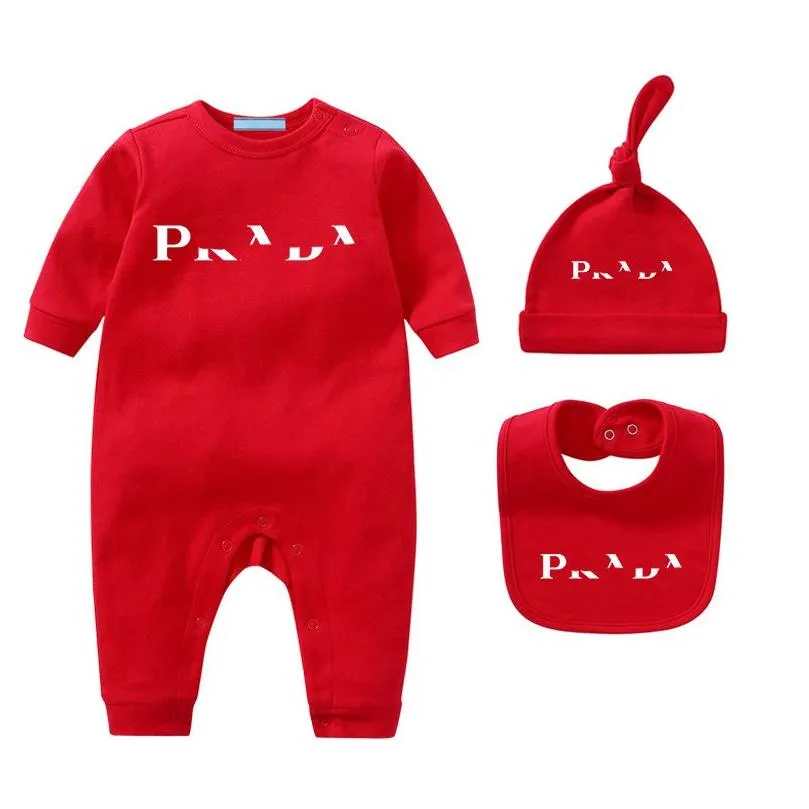 Newborn Infant Bodysuit Baby Rompers Clothing Sets With Cap Baby Bib 100% Cotton Romper Children Onesies Jumpsuits Boy Girl Clothes esskids