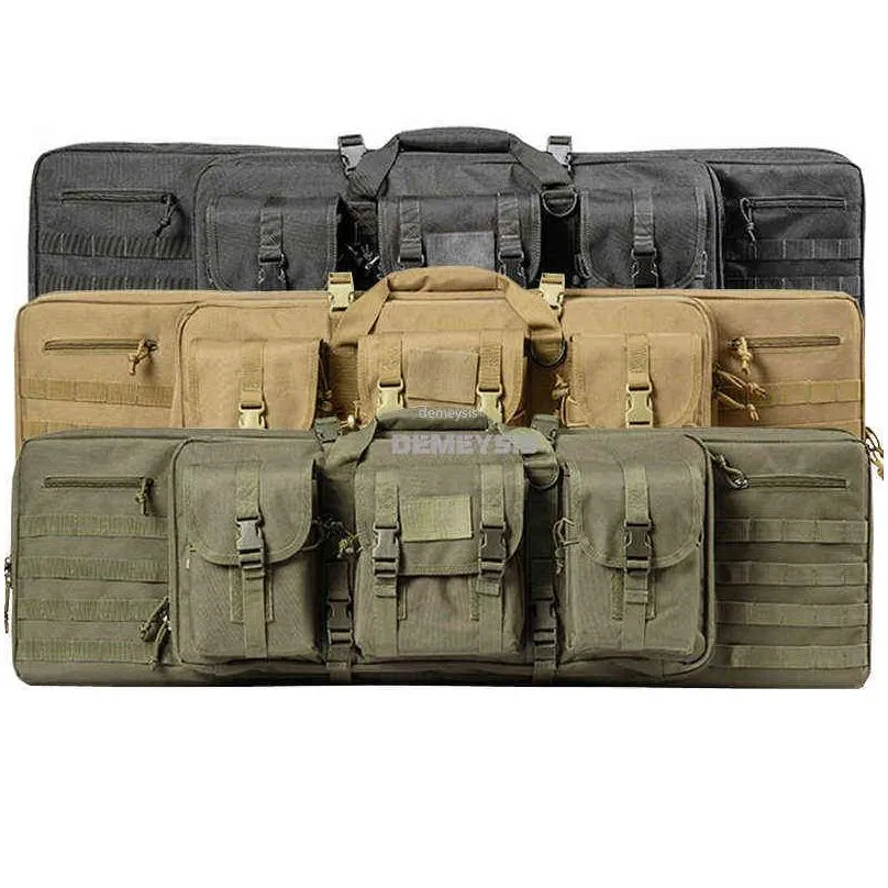 Tactical Double Rifle Gun Case Army Airsoft Combat Padded Shotgun Storage Backpack Pistol and Magazine Storage 95cm / 116cm Y1227