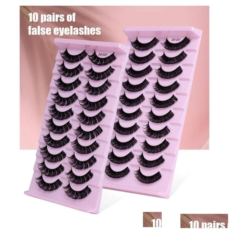 False Eyelashes 10 Pairs Russia Volume Dd Curl Faux Mink Fluffy Soft Wispy Natural Long Eye Lashes Extension Drop Delivery Health Be