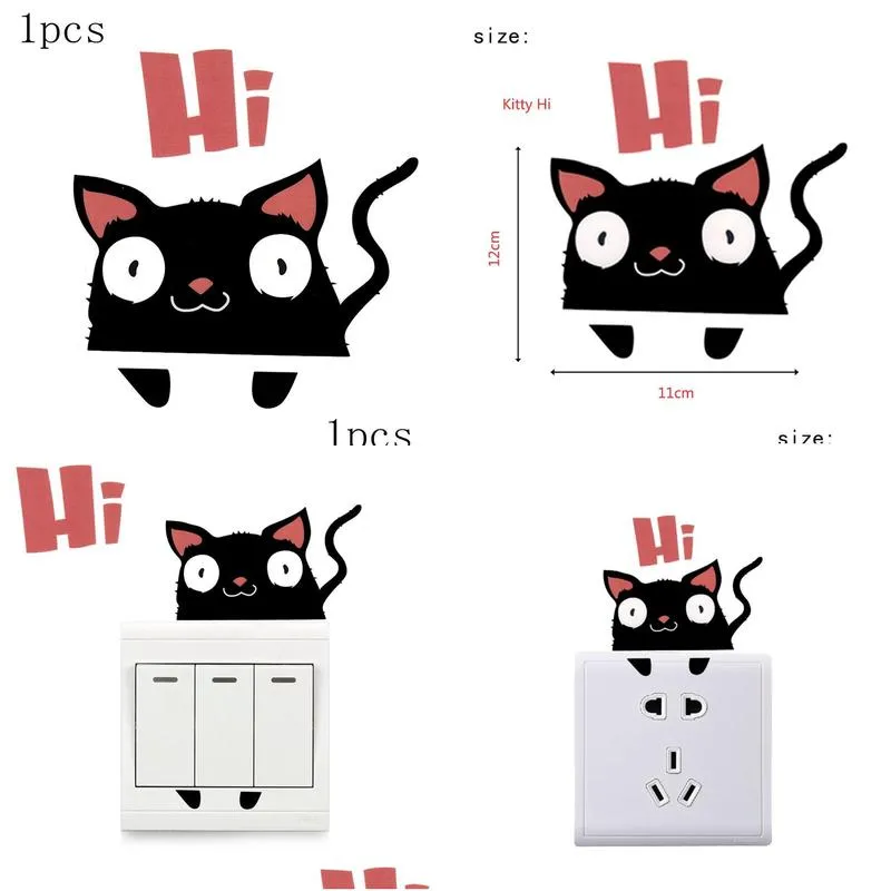 Wall Stickers Sticker Diy Poster Cat Mtipurpose Funny For Kids Rooms Home Decor Drop Delivery Garden Dhz5P