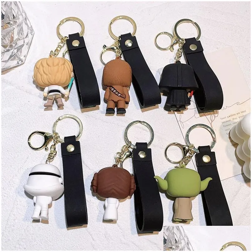 Cute Anime Keychain Charm Key Ring Fob Pendant Lovely American Girl Stormtrooper Doll Couple Students Personalized Creative Valentine`s Day Gift A8