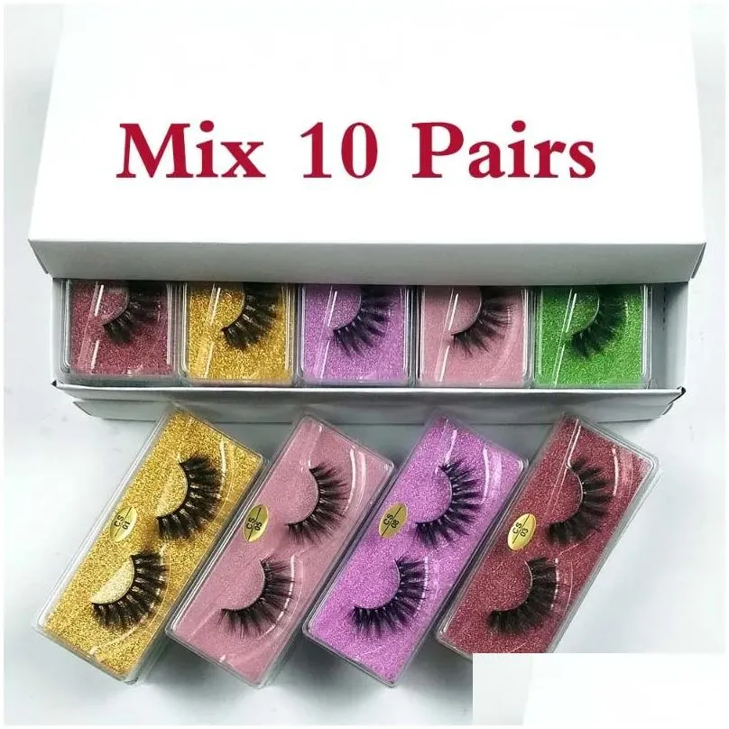 False Eyelashes Wholesale Eyelashes 30/40/50/100Pcs 3D Mink Lashes Natural False Makeup In Bk Drop Delivery Health Beauty Makeup Eyes Dhcas