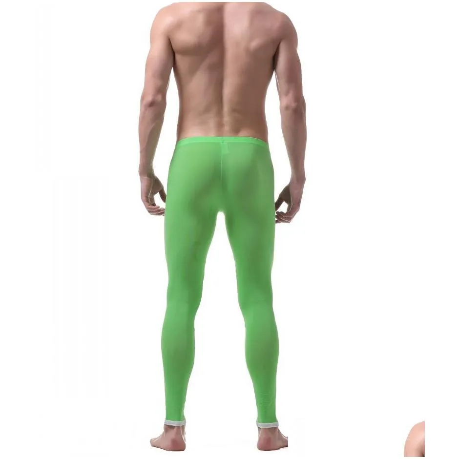 underwear men leggings warm pants ultra-thin ice silk home panties long johns mens sexy leggings cueca masculina tight pants men