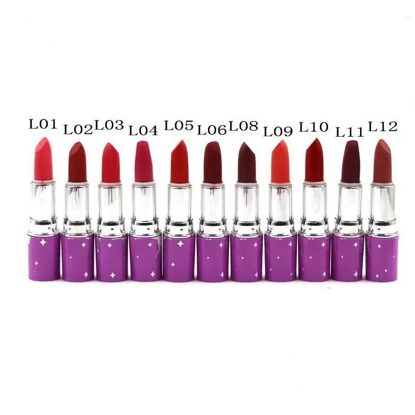 Lipstick Vegan Purple Tube Lipsticks Matte Longlasting Easy To Wear Coloris Makeup Lipper Lip Stick Drop Delivery Health Beauty Lips