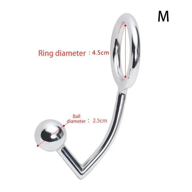 Other Health Beauty Items Stainless Steel Anal Plug Metal Hook With Penis Ring For Male Chastity Lock Fetish Cock Rings Drop Delive