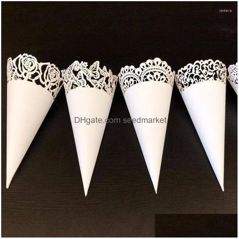 party decoration 20pcs paper flower tube rope sprinkling cone cutting template festive wedding supplies